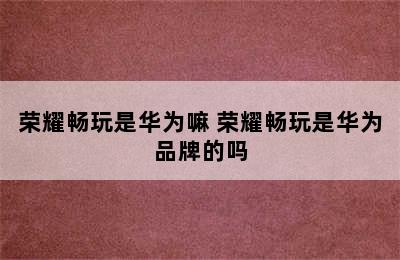 荣耀畅玩是华为嘛 荣耀畅玩是华为品牌的吗